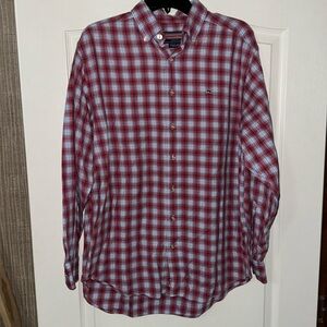Vineyard Vines long sleeve whale shirt 100% cotton, red/blue, size Medium